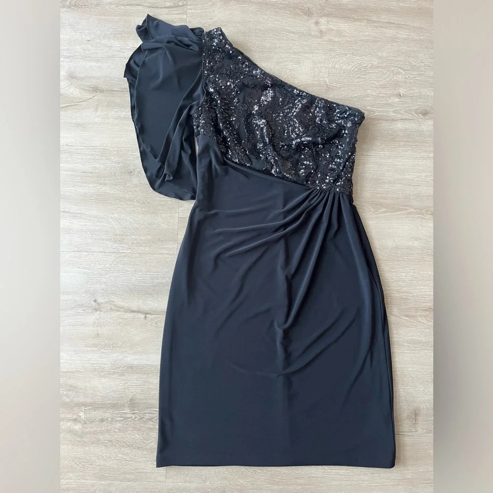 Ralph Lauren Black One Shoulder Evening Dress SZ 6